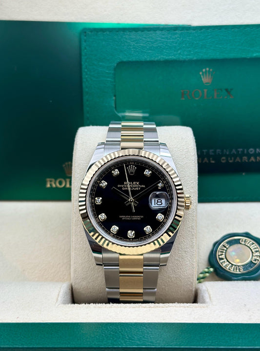 Rolex Datejust 41 Black Diamond Fluted Oyster 2026 Unworn 126333