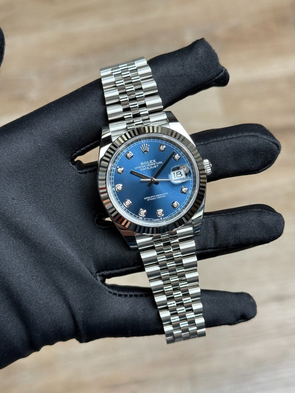 Rolex Datejust 41 Blue Diamond Fluted Jubilee 2026 Unworn 126334