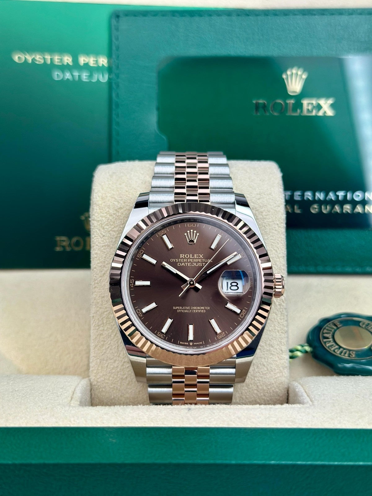 Rolex Datejust 41 Chocolate Brown Index Fluted Jubilee 2026 Unworn 126331