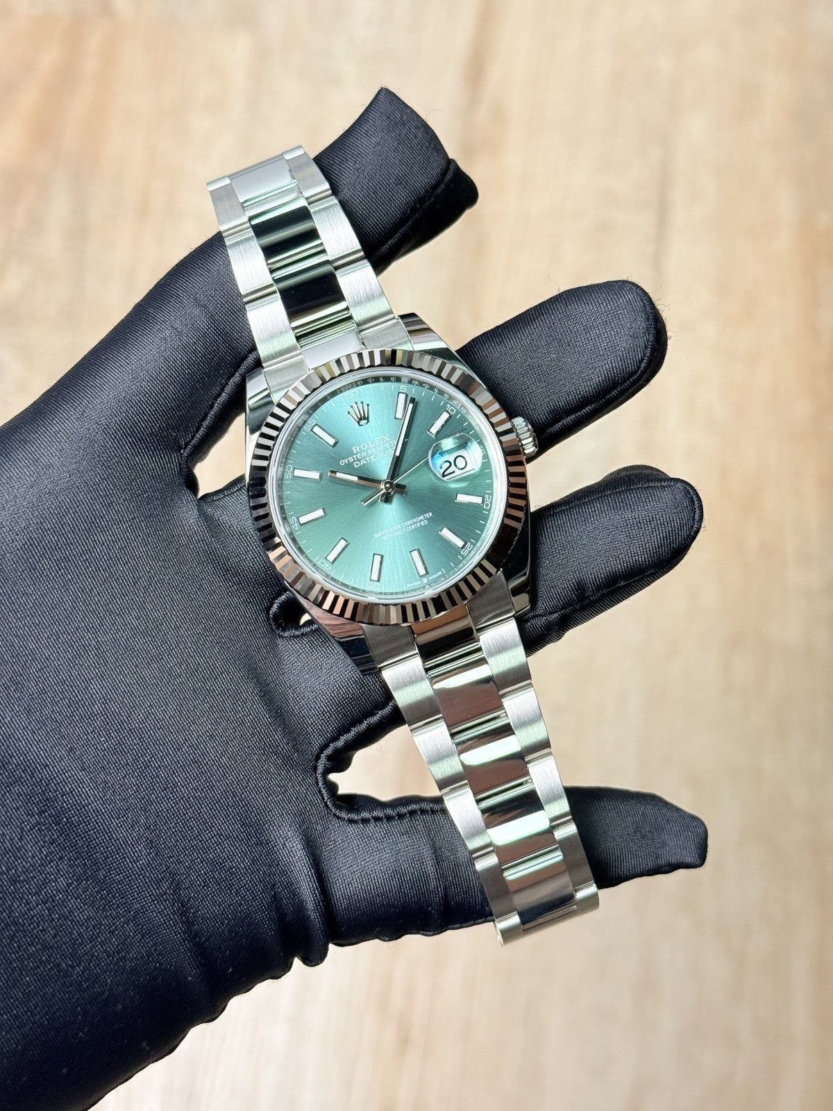 Rolex Datejust 41 Mint Green Index Fluted Oyster 2026 Unworn 126334