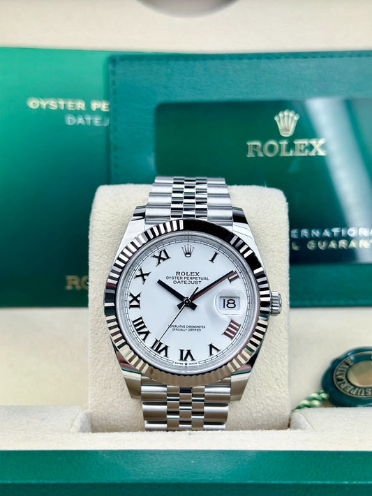 Rolex Datejust 41 White Roman Fluted Jubilee 2026 Unworn 126334