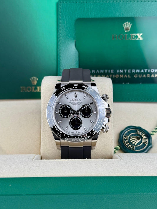 Rolex Daytona 40 Ghost Silver Steel/Black Index Oysterflex 2026 Unworn 126519LN