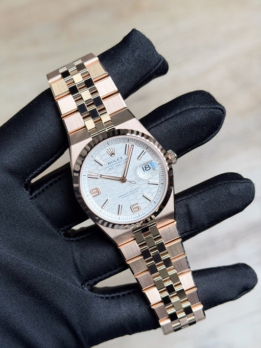 Rolex Land-Dweller 36 White Honeycomb Fluted Flat Jubilee 2026 Unworn 127235