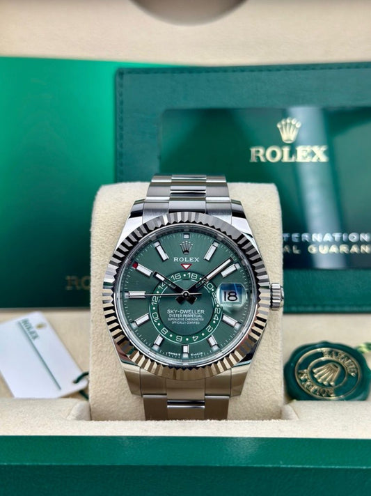 Rolex Sky-Dweller 42 Mint Green Index Fluted Oyster 2026 Unworn 336934