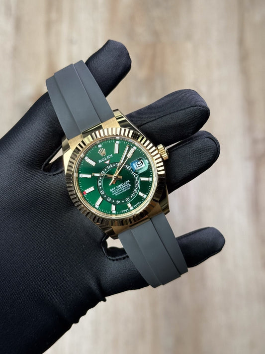 Rolex Sky-Dweller 42 Green Index Fluted Oysterflex 2026 Unworn 336238