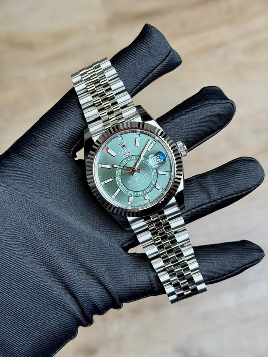 Rolex Sky-Dweller 42 Mint Green Index Fluted Jubilee 2026 Unworn 336934