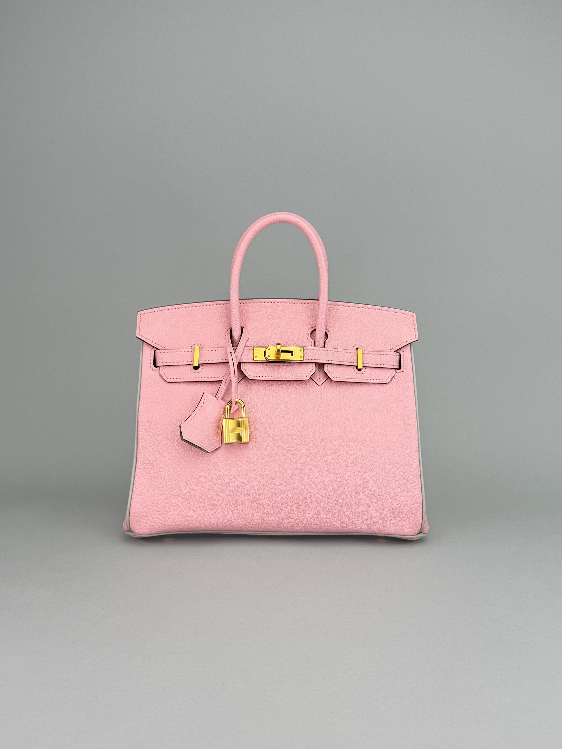 Hermes Birkin 25 Chevre HSS Rose Sakura/ Gris Perle Gold Hardware Preowned A
