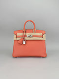 Hermes Birkin 25 Epsom Crevette Palladium Hardware Preowned Square R