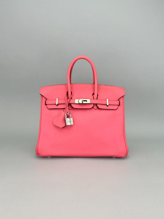 Hermes Birkin 25 Swift Rose Lipstick Palladium Hardware Preowned A Stamp