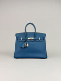 Hermes Birkin 25 Retourne Togo Colvert Palladium Hardware Preowned Sqaure Q