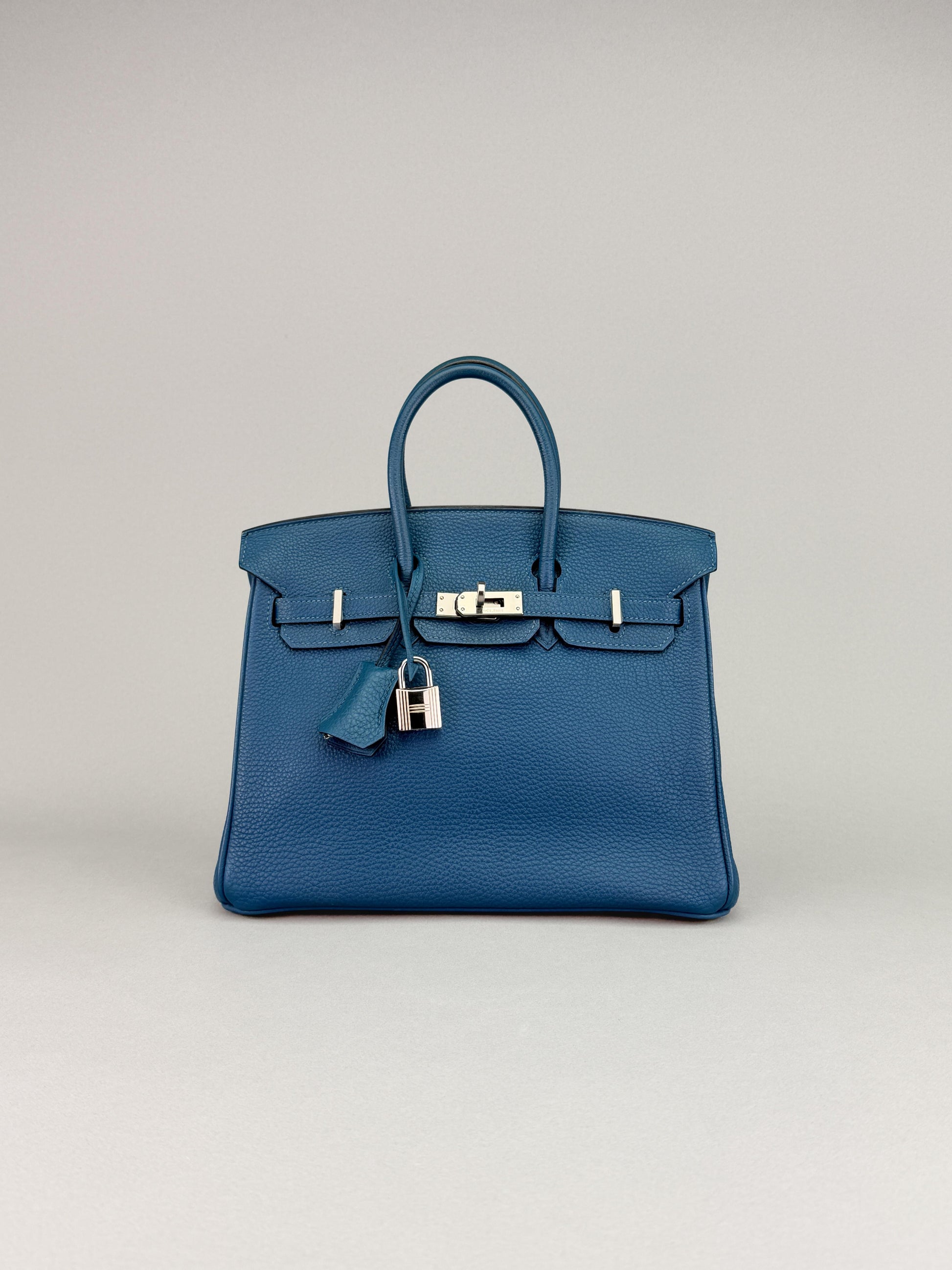 Hermes Birkin 25 Retourne Togo Colvert Palladium Hardware Preowned Sqaure Q