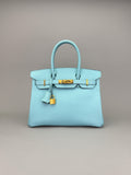 Hermes Birkin 30 Retourne Epsom Blue Atoll Gold Hardware Preowned Y Stamp