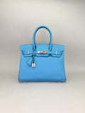 Hermes Birkin 30 Epsom Blue Du Nord Palladium Hardware Preowned D Stamp