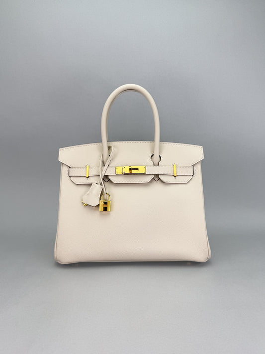 Hermes Birkin 30 Retourne Epsom Craie Gold Hardware Preowned Z Stamp 2021