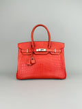 Hermes Birkin 30 Matte Crocodile Sanguine Palladium Hardware Preowned Square O