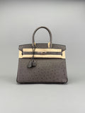 Hermes Birkin 30 Ostrich Graphite Rose Gold Hardware Preowned Y Stamp 2020