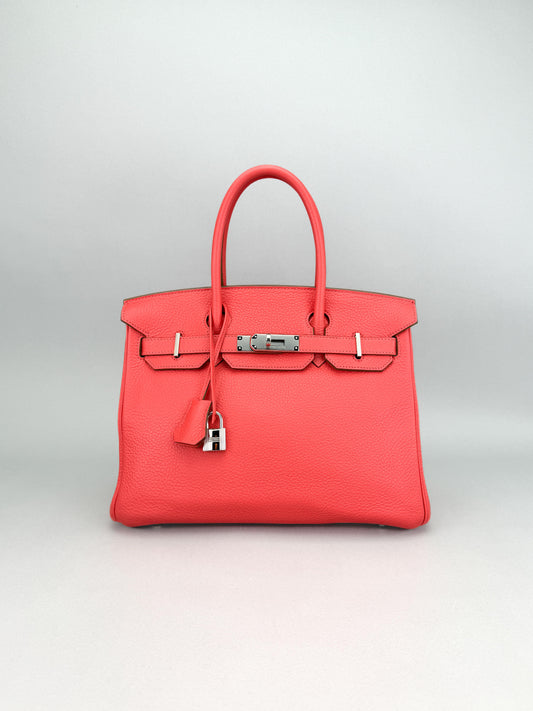 Hermes Birkin 30 Retourne Togo Rose Jaipur Palladium Hardware Preowned P Stamp