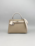 Hermes Kelly 25 Chevre HSS Gris Asphalt/Nata Brushed Palladium Preowned B 2024