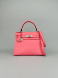 Hermes Kelly 28 Retourne Evercolor Rose D'ete Palladium Hardware Preowned T Stmp