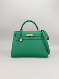 Hermes Kelly 32 Sellier Epsom Cactus Gold Hardware Preowned C Stamp