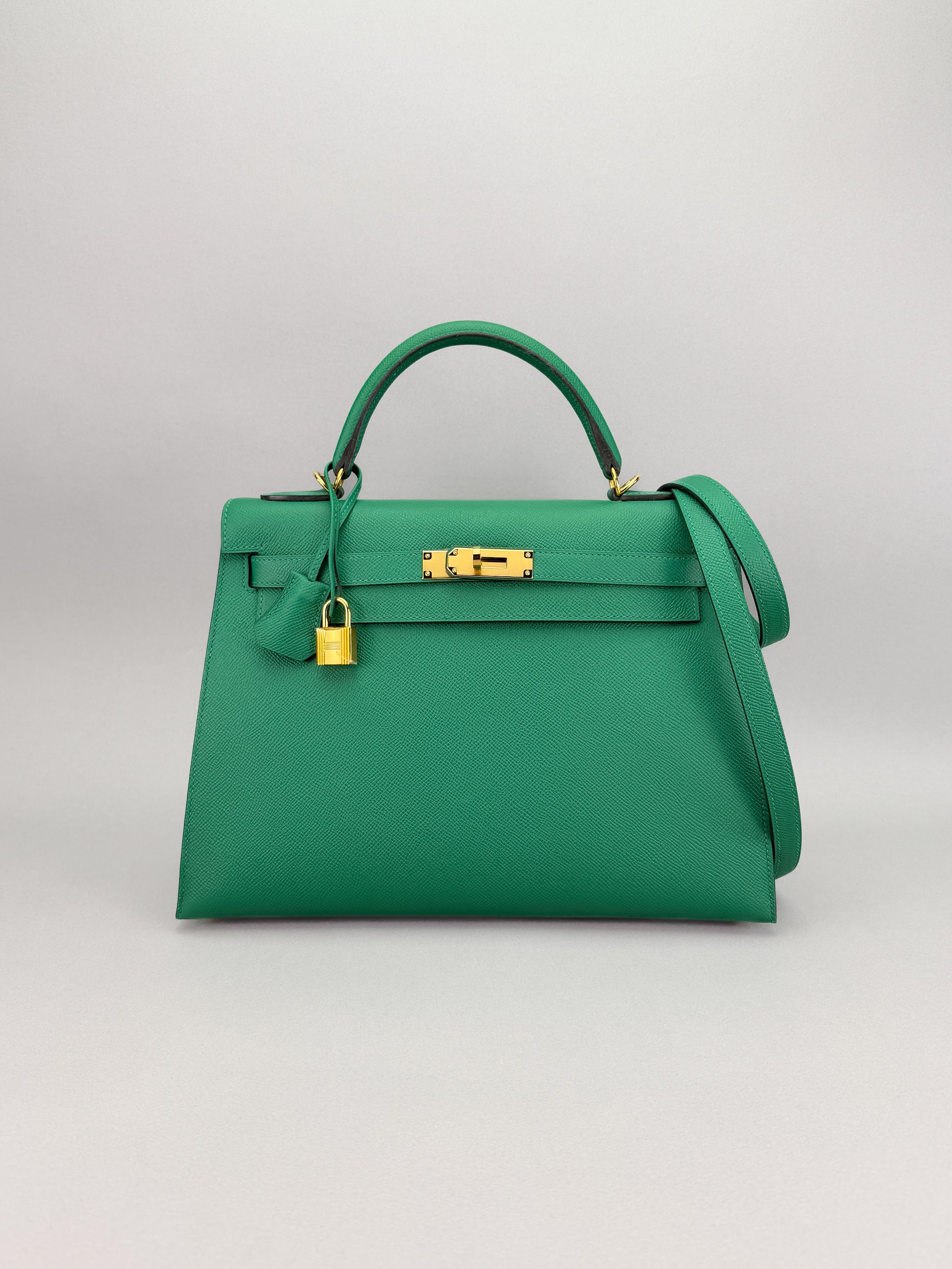Hermes Kelly 32 Sellier Epsom Cactus Gold Hardware Preowned C Stamp