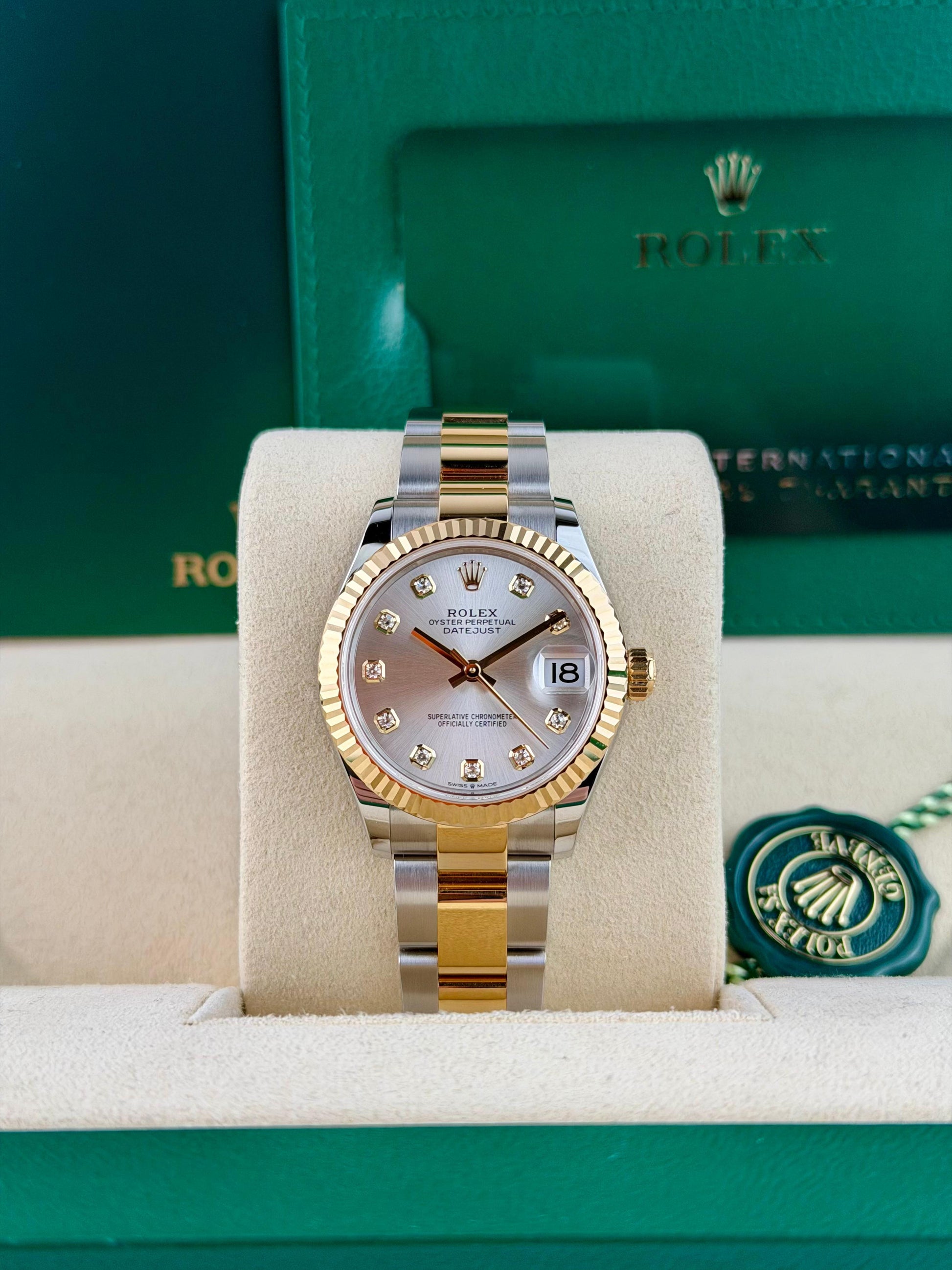 Rolex Datejust 31 Silver Diamond Fluted Oyster 2026 Unworn 278273