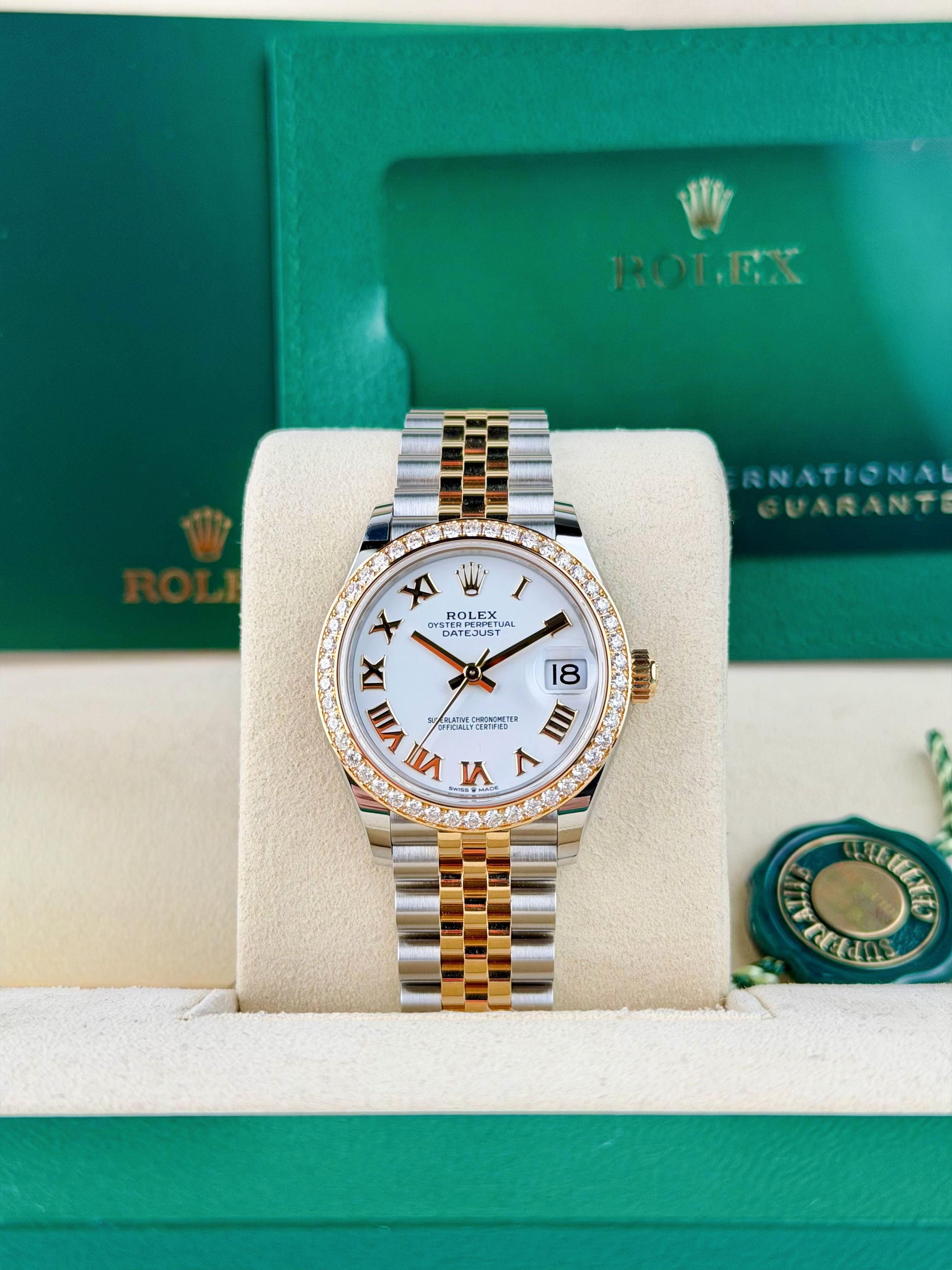 Rolex Datejust 31 White Roman Diamond Bezel Jubilee 2026 Unworn 278383RBR