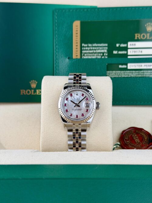 Rolex Datejust 26 MOP Pearl Pink Sapphire Fluted Jubilee Preowned 2012 179174