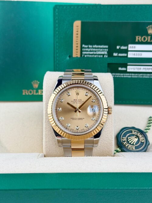 Rolex Datejust 41 Champagne Diamond Fluted Oyster Preowned 2014 116333