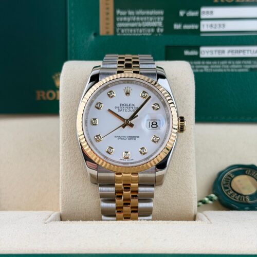 Rolex Datejust 36 White Diamond Fluted Jubilee Preowned 2012 116233