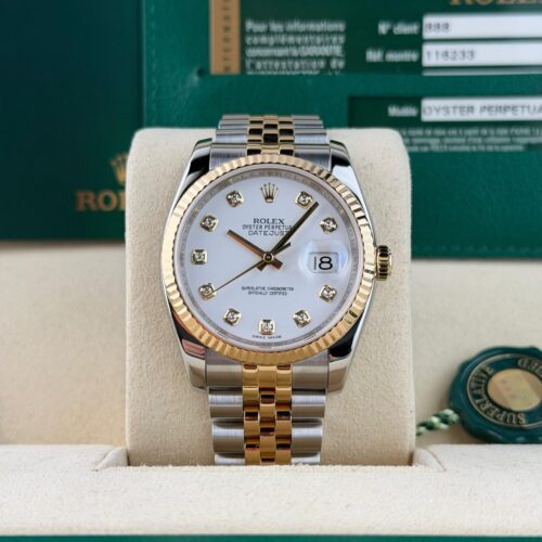 Rolex Datejust 36 White Diamond Fluted Jubilee Preowned 2012 116233