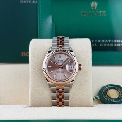 Rolex Datejust 28 Rose Sundust Index Fluted Jubilee Preowned 2021 279171