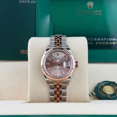 Rolex Datejust 28 Rose Sundust Index Fluted Jubilee Preowned 2021 279171