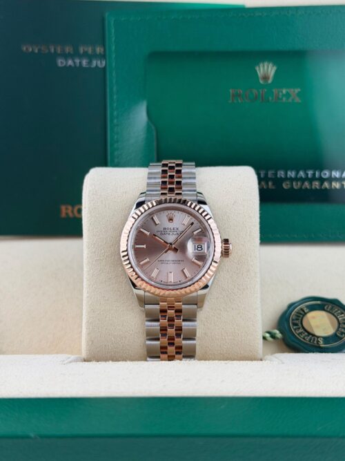 Rolex Datejust 28 Rose Sundust Index Fluted Jubilee Preowned 2021 279171