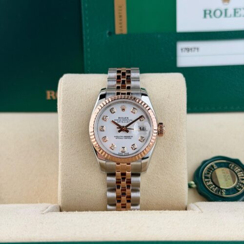 Rolex Datejust 26 White Diamond Fluted Jubilee Preowned 2014 179171