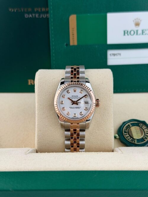 Rolex Datejust 26 White Diamond Fluted Jubilee Preowned 2014 179171