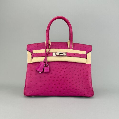 Hermes Birkin 30 Ostrich Magnolia Palladium Hardware Preowned A Stamp