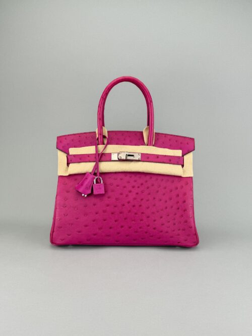 Hermes Birkin 30 Ostrich Magnolia Palladium Hardware Preowned A Stamp