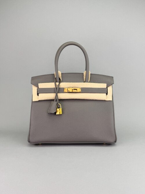 Hermes Birkin 30 Retourne Togo Gris Meyer Gold Hardware B Stamp 2023