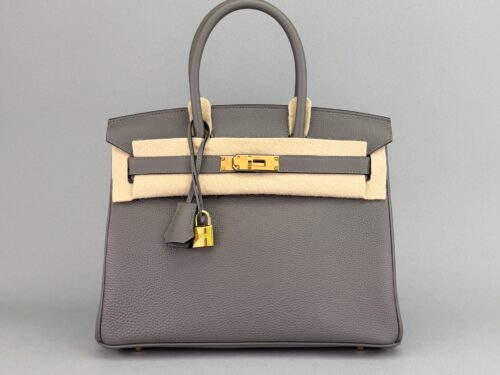 Hermes Birkin 30 Retourne Togo Gris Meyer Gold Hardware B Stamp 2023