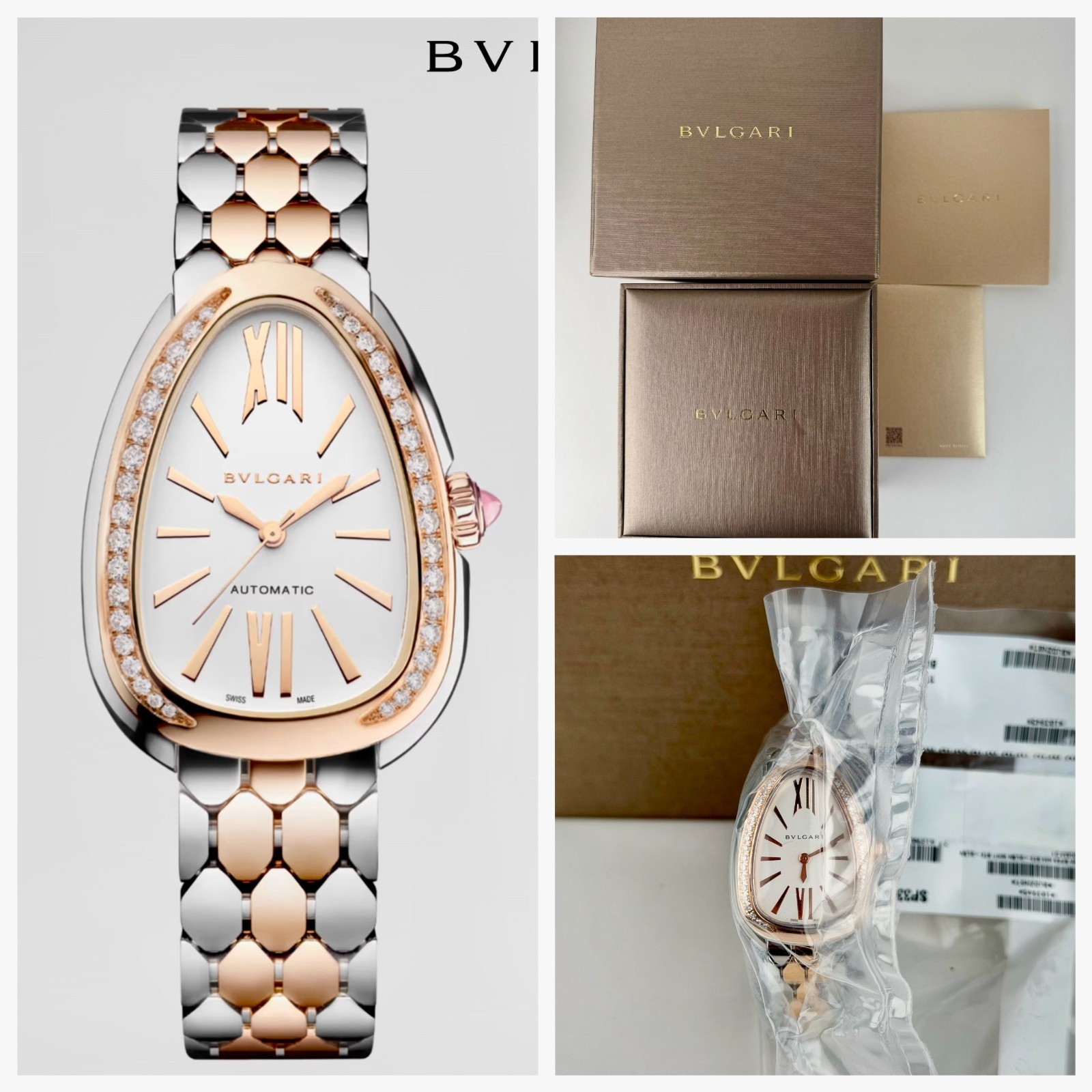 BVLGARI Serpenti Seduttori White Steel/Rose Gold Diamond 2026 Unworn 103945