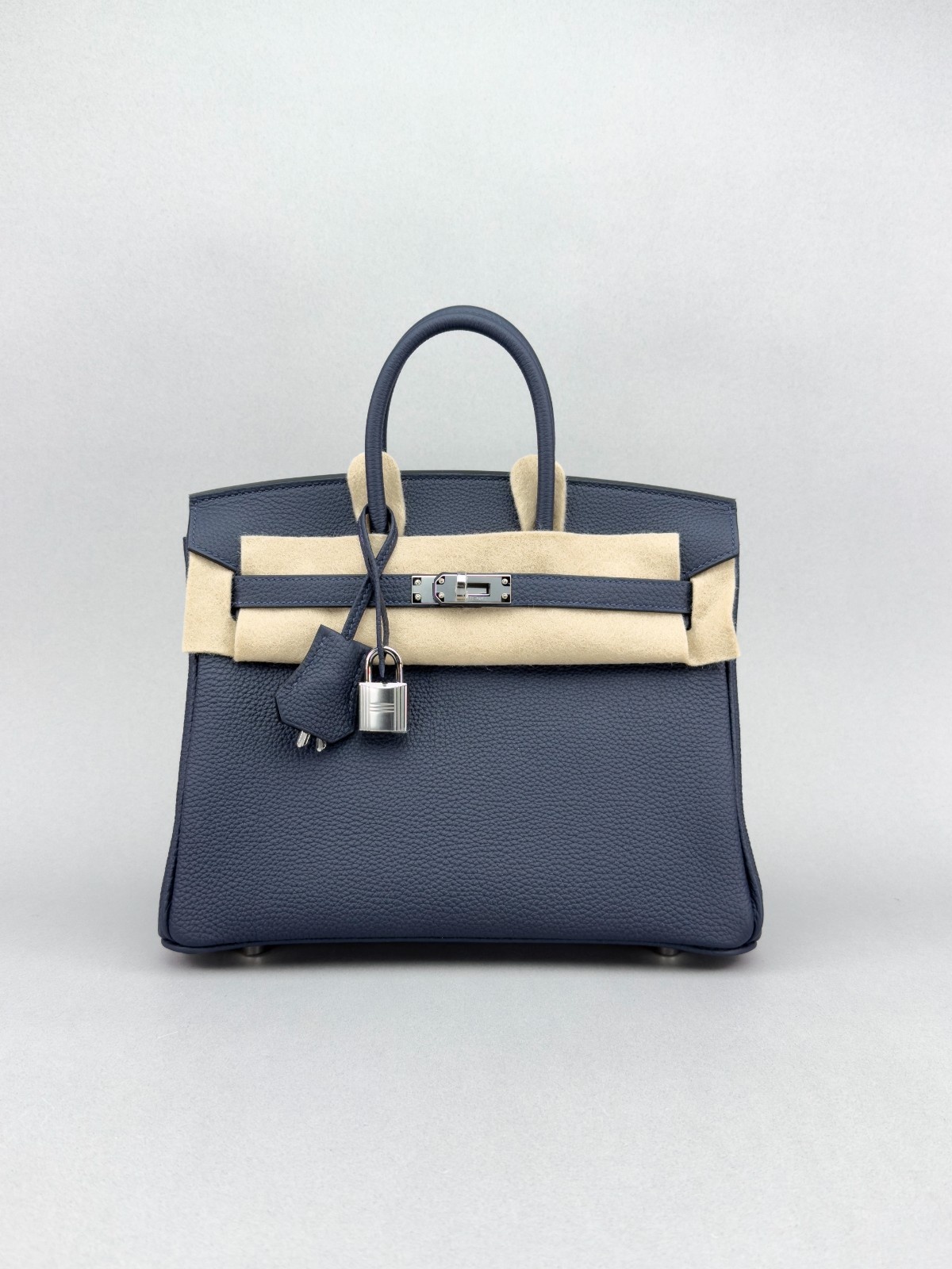 Hermes Birkin 25 Retourne Togo Blue Nuit Palladium Hardware K Stamp 2025
