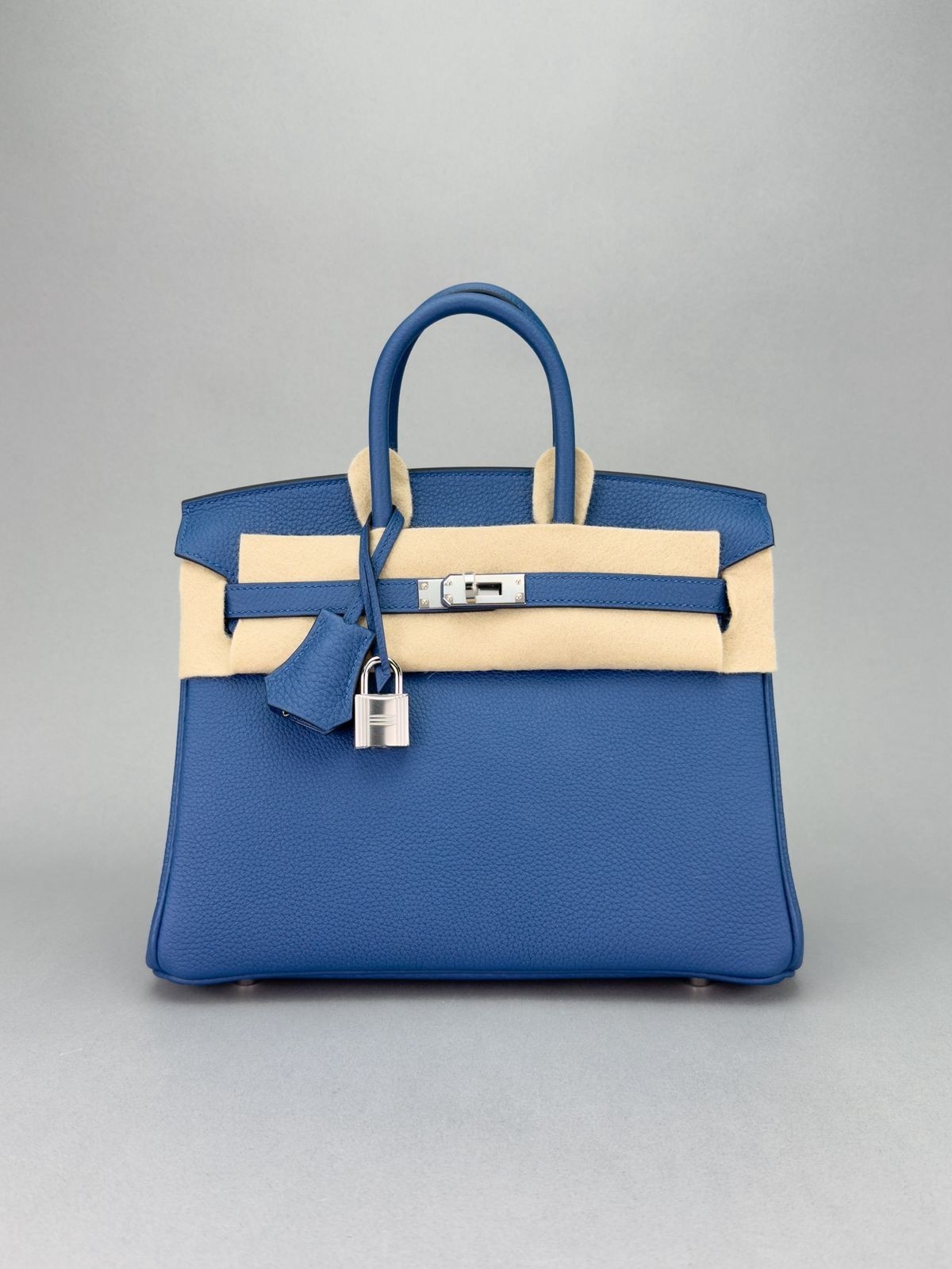 Hermes Birkin 25 Retourne Togo Blue Tie Palladium Hardware K Stamp 2025