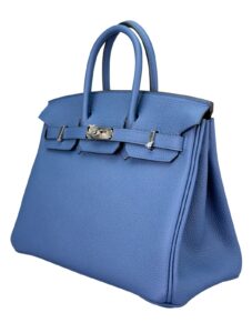 Hermes Birkin 25 Retourne Togo Blue Tie Palladium Hardware K Stamp 2025