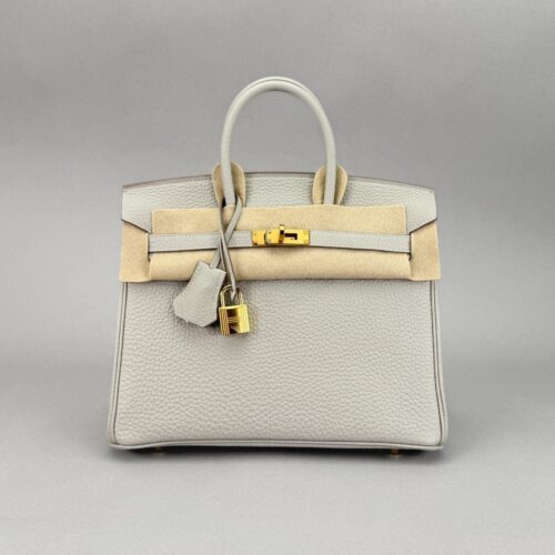 Hermes Birkin 25 Retourne Togo Gris perle Gold Hardware Preowned U Stamp