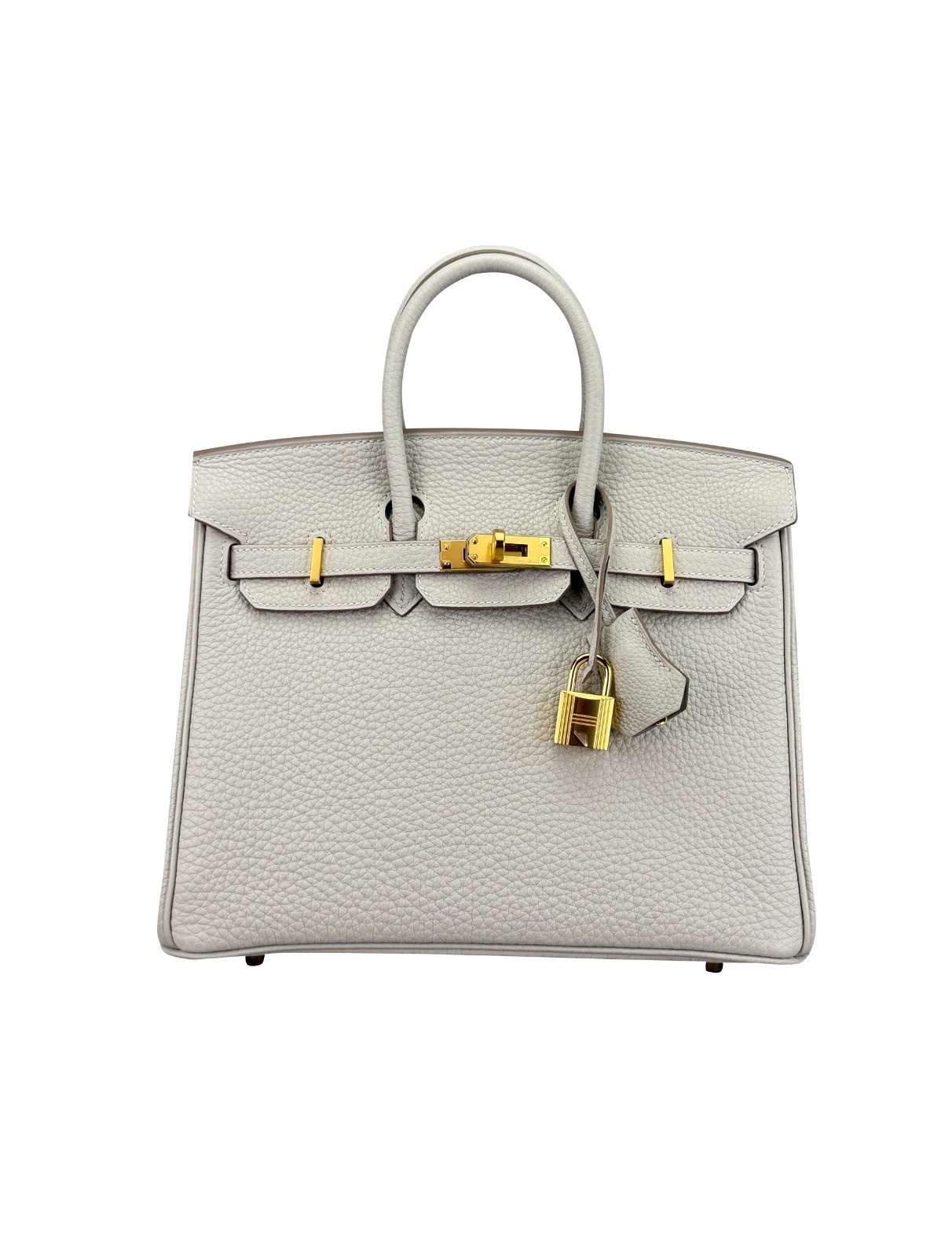Hermes Birkin 25 Retourne Togo Gris perle Gold Hardware Preowned U Stamp