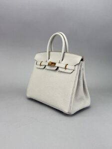Hermes Birkin 25 Retourne Togo Gris perle Gold Hardware Preowned U Stamp
