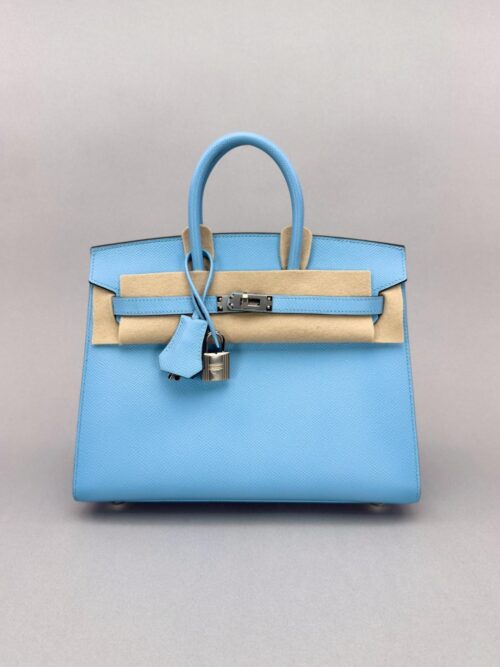 Hermes Birkin 25 Sellier Epsom Blue Celeste Palladium Hardware U Stamp 2022