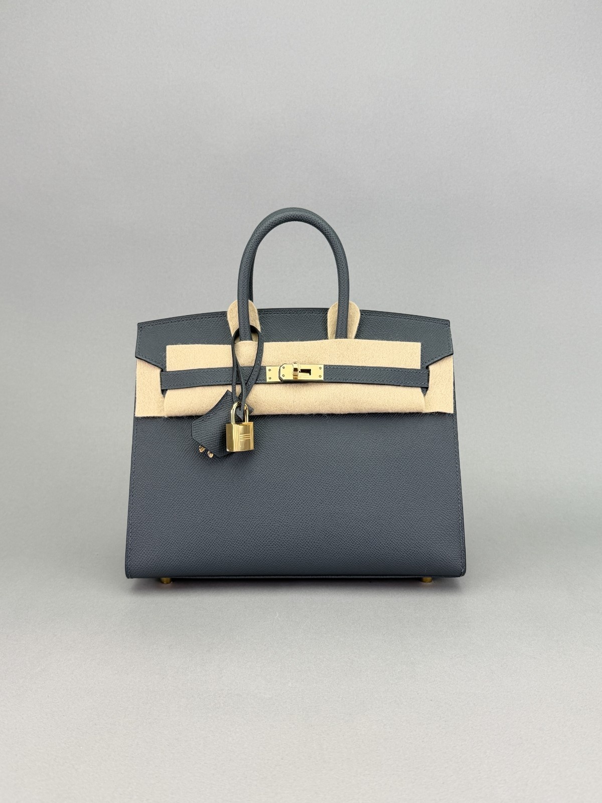 Hermes Birkin 25 Sellier Epsom Gris Misty Permabrass Gold Hardware K Stamp 2025