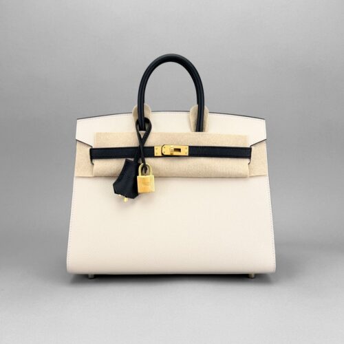Hermes Birkin 25 Sellier Epsom HSS Panda Craie & Black Brushed Gold Hardware W
